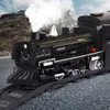 Simulação de Pista Elétrica/RC Modelo de Trem a Vapor Ferroviária Ferroviária Clássica Frete Trem Elétrico Pista de Brinquedo Menino com Fumaça Presente Infantil 230601