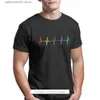 Heren T-shirts Rainbow Pulse Hearbeat Style TShirt LGBT Pride Month Lesbian Gay Bisexual Transgender Gift Kleding Basic T-Shirt ff T230601