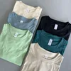 Lu Damen-Rippen-T-Shirt, neues Yoga-Sommer-Lose-Top, Sport-Fiess-Anzug, kurze Ärmel, weicher, schweißabsorbierender Stoff, atmungsaktives Sweatshirt