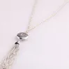 Pendant Necklaces ! Long Chain Necklace With Tassel Fit For 1.8-2cm Metal Button Jewelry