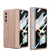 Luxury Magnetic Hinge Membrane Vogue Phone Case for Samsung Galaxy Folding Z Fold4 5G Full Protective Soft Bumper Solid Kickstand Fold Shell with Protective Film