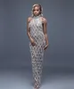 고급스러운 칼집 무도회 공식적인 드레스 2023 발목 길이 민소매 하이 목 크리스탈 여자 저녁 생일 가운 로브 드 소리