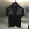 mens t shirts designer polos Europe and America Slim Leopard Rhinestone Lapel Short Sleeve Polo Shirt