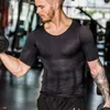 Męskie koszule T High Men Body Build Koszulka kompresyjna T-shirt z krótkim rękawem okrągły kołnierz Shaper na letni DSM