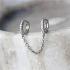 Stud Earrings Trendy for Women Double Piercing Dangle Huggie Hoop Cubic Zirconia Pearl