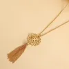 INS hollowed out lotus tassels long necklace sweater chain women simple new autumn and winter accessories pendant necklace for female wholesale