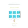 Valse Nagels 24 stks Korte Vierkante Nep Teen Druk Op Acryl Nail Kits Wearable Lake Blue Teennagels Kunstmatige Voeten Tips