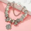 Charm Bracelets Brand Vintage Silver Plated Lucky Bracelet Big Hole Alloy Beads Ladies Christmas Ornament Men And Women