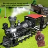 Electric/RC Track Electric Train Toy Remote Control Smoking Locomotive Rails Assemble DIY Tracks Set Classical Toys for Children 230601