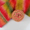 Garn Regenbogenfarbener Pulloverschal aus Baby-Samt-Leinen-Wolle mit Farbverlauf aus Baumwollfaden P230601