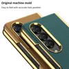 Coque de téléphone Vogue en cuir vintage de luxe pour Samsung Galaxy Folding Z Fold4 5G Durable Slim Full Protective Soft Bumper Plating Solid Color Anti-skid Fold Shell