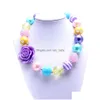 Colliers De Perles 2 Pcs Est Conception Beautif Collier Cadeau De Fête D'anniversaire Pour Les Tout-Petits Filles Bubblegum Bébé Enfants Chunky Bijoux Drop Del Dhwoa