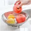 Double Boilers Stainless Steel Folding Dish Food Basket Mesh Vegetable Vapor Cooker Steamer Expandable Pannen Kitchen Tool S M L Dh0 Dhkeu