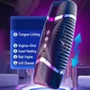 Double Canal Masturbation Masculine Coupe Smart Chauffage Vagin Vibrant Bouche Fellation Vibration 2 en 1 Pocket Pussy Hommes Masturbateur L230518