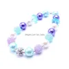 Colliers De Perles 2 Pcs Est Conception Beautif Collier Cadeau De Fête D'anniversaire Pour Les Tout-Petits Filles Bubblegum Bébé Enfants Chunky Bijoux Drop Del Dhwoa