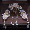 Necklace Earrings Set Vintage Hair Stick Earring Chinese For Women Floral Tassel Pearl Clip Hairpin Fairy Tiaras Wedding Accessories