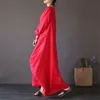 Basic Casual Dresses Spring Loose Size Round Neck Mid-Sleeve Large Swing Cotton And Linen Long Dress 230531