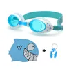 Swimming cap anti fog goggles earplugs nose clip set professional silicone shark pool swimming glasses for boys and girls P230601