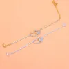 Cavigliere di lusso con cuore pieno di diamanti Donne Ragazze Boho Tennis Catena Piede Braccialetto alla caviglia Summer Beach Party Jewelry