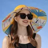 Cappelli a tesa larga Cappello a bacinella Pieghevole Donna Estate Tinta unita Stampa Protezione solare Accessori per costumi da pescatore che toccano la pelle