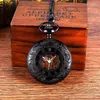 Pocket Watches Luxury Black Mechanical Watch for Men Kvinnor Vintage Graverad romersk siffra Dial Fob Chain Pendant Clock Collection