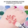 Dövmeler Glitter elmas geçici dövme kitleri 30 renk Flash Fırçalarla Geçici Dövme Kitleri Cadılar Bayramı Partisi Gövde Boyama Sanat Araçları