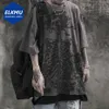 Punk kafatası tee erkekler harajuku hip hop büyük boy tişört kadın basılı moda artı boyut gevşek kısa kollu yaz tişört l230520