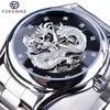 Forsining Diamond Montre Design Silver Stainless Automatic Dragon Display Men Homme Luxury Watches Wrist Brand Classic Top Steel H238F