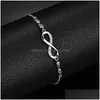 Charme Bracelets De Luxe Cristal Pavé Infinity Bracelet Or Sier Couleur Chaîne Tennis Braclet Pour Femmes Filles Fête Bijoux Dr Dho6M