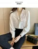 Kvinnor Blueses Women's White Office Lady Shirts Women's Design 2023 Spring V-ringning Chiffon Shirt Elegant Professional Top Turn-down