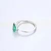 CZCITY HÖG KVALITET 925 Sterling Silver Luxury Green Gemstone Engagement Rings Smyckesgåvor Fingerring för kvinnor