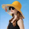 Cappelli a tesa larga Cappello a bacinella Pieghevole Donna Estate Tinta unita Stampa Protezione solare Accessori per costumi da pescatore che toccano la pelle