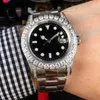 Orologio nero Movimento meccanico automatico Orologio da polso da uomo Lunetta con diamanti Business Wristband