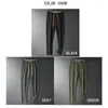 Men's Pants 2023 Autumn Black Men Zip Drawstring Casual Trousers Male Thick Soft Anti-wrinkle Elastic Waist M-5xl