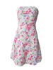 Casual Dresses Women Y2K Off Shoulder Floral Print Midi Dress Bandeau Tube Cocktail Prom Party Club Streetwear