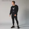 Mäns T-shirts Spring and Autumn Pure Cotton Round Neck T-shirt Gym Fitness Men's Brand Sports Leisure Style Black Running Men's Long Sleeve T230601