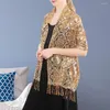 Scarves Shawl Comfortable Fringed Long Elegant Women's Scarf Polyester Sequin Glitter Evening Dress For Dating