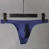 Underpants Comfortable Super Thin Men Thongs Sexy Fashion Multicolor Cotton Crotch G-String Low Waist Ice Silk Traceless