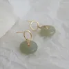 Dangle Boucles D'oreilles Vintage Mode Concise Vert Émeraude Pierres Précieuses Goutte Pour Les Femmes 14k Or Couleur Bijoux Brincos Chanceux Cadeaux D'anniversaire