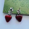 70% off designer jewelry bracelet necklace ring red enamel heart-shaped strawberry Shaped 925 used three-dimensional women's Earrings