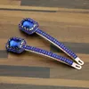 Hair Clips 1Pair Luxury Bling Pink And Royal Blue Crystal Slide Diamante Rhinestone Barrette Clip For Women Jewelry