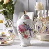 Koppar tefat 2023 British Style Luxury Noble Bone China Coffee Cup Set Pot TEAS Saucer Spoon Sugar Bowl Top-klass te