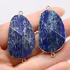 Lapis Lazuli Natural Stone Gem Gold Plated Edge Connector For Jewelry Making DIY Necklace Hanging Accessories Gift Party Decor