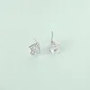 Oorknopjes Echt 925 Sterling Zilveren Sieraden Vrouwen Mode Geometrische Driehoek Rij Ingelegd Zirkoon Cadeau Voor Meisjes Tieners Dame