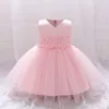 Fille Robes 2023 Né Baptême Robe Princesse Col En V Vestidos Floral Tulle Robe De Bal De Mariage Bébé Filles Robes Pour La Fête Tout-petit Vêtements