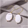 Brincos pendentes lustre da moda brincos de pingente de metal semiprecioso de quartzo branco para mulheres joias boêmias entrega Dh0Fc