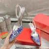 2023 Designer Hoge hakken luxe merk Sandalen Hakhoogte 7,5 cm Zware industrie RC Crystal gem geweven trouwschoenen serie gem puntige dames trouwschoenen na leeg