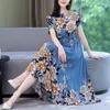 Basic Casual Dresses Fashion Print Summer Dresses For Women Short Sleeve O-Neck Elegant Summer Dress Woman Clothing 230531