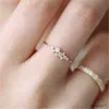 Anéis de banda elegante moda feminina anel dedo jóias rosa ouro cor strass cristal tamanho