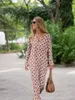 Grundläggande avslappnade klänningar Kvinnor Floral Print Maxi Dress Casual Loose V Neck Long Sleeve Ankle-Length Vestidos Spring Summer Elegant Holiday Shirt Robe 230531